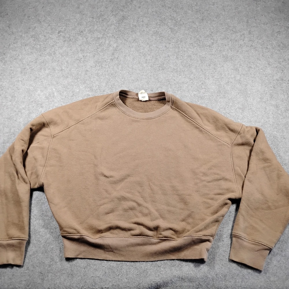 Nu Swim Smile Sweatshirt Womens One Size Taupe Brown Organic Cotton Crewneck